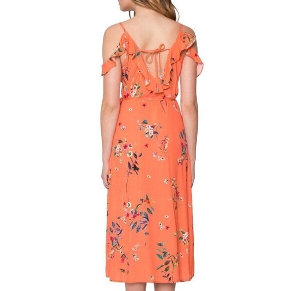 Willow + Clay Floral Wrap Dress Tangerine NWT - Picture 2 of 6